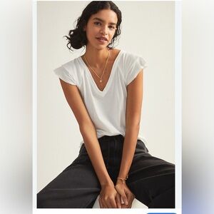 Maeve Ivory Flutter Sleeve V-Neck Blouse